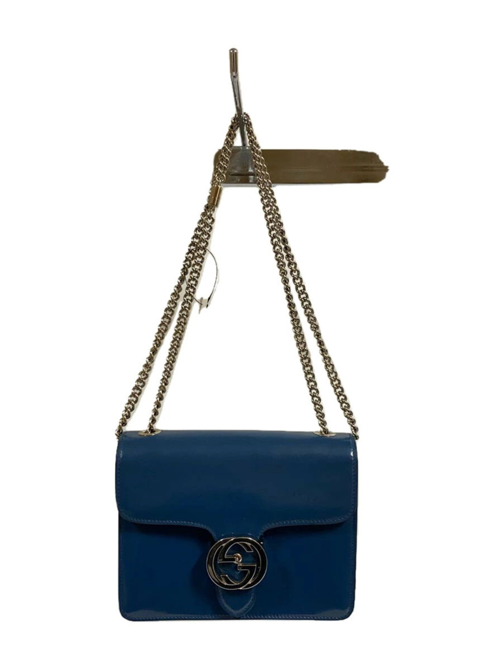 Gucci Shoulder Bag Interlocking GG Leather Blue